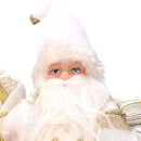 Puntale tessuto Babbo Natale bianco e oro cm Ø22xh30