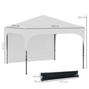 Gazebo da Giardino  ad Altezza Regolabile su 3 Livelli 3x3m in Poliestere e Acciaio Bianco