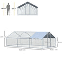 Recinto per Animali Cani Cuccioli Galline 300x600x195 cm in Metallo Galvanizzato Argento