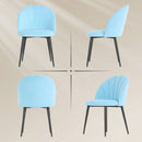 Set 2 Sedie da Pranzo Imbottite 52x55x79 cm con Schienale a Conchiglia in Velluto Azzurro      
