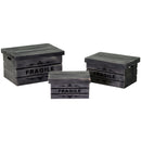 Set 3 Scatole in legno grigio fragile rettangolare 