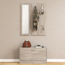 Set da Ingresso con Scarpiera Appendiabiti e Specchio in Legno e Vetro Grigio   