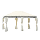 Gazebo Rettangolare con Struttura in Metallo Robusto e Teli Laterali Crema 4x3m 