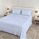 Set Lenzuola Sopra Sotto e Federe Linea Cloe in Raso di Cotone Azzurro Varie Misure