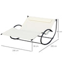 Lettino Prendisole a Dondolo 2 Posti da Giardino 140x200x88 cm in Metallo e Textilene Bianco Crema