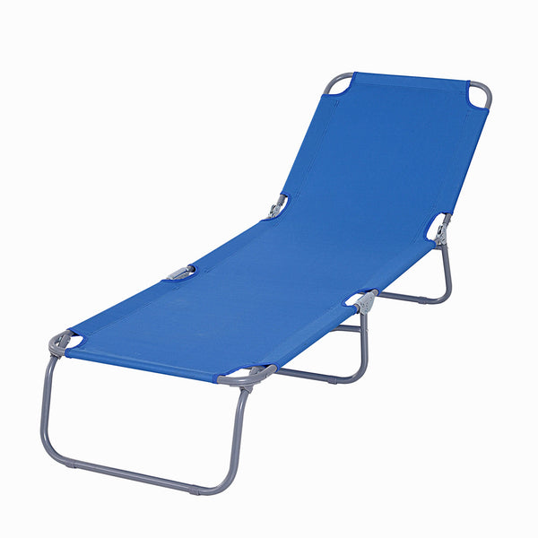 sconto Lettino Prendisole Pieghevole da Giardino 180x55x24 cm in Metallo e Tessuto Oxford Blu