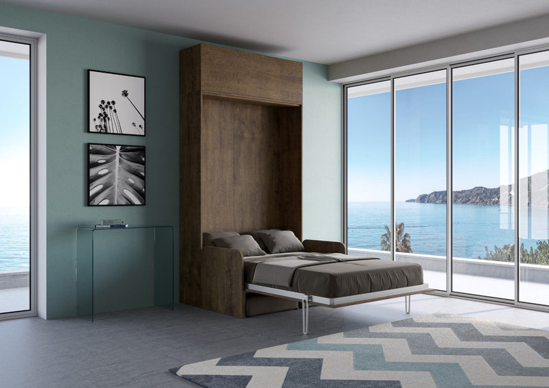 Letto Matrimoniale Francese a Scomparsa Salvaspazio con Sofà Kentaro H250 cm Marrone