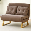 Poltrona Letto Reclinabile 2 Posti Chaise Lounge in Velluto Convertibile Marrone