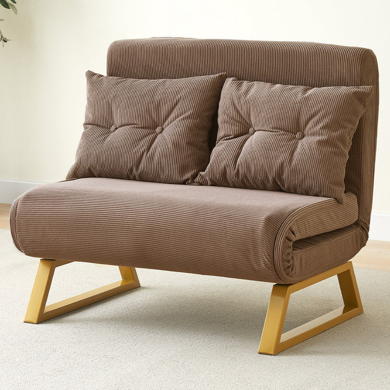 Poltrona Letto Reclinabile 2 Posti Chaise Lounge in Velluto Convertibile Marrone