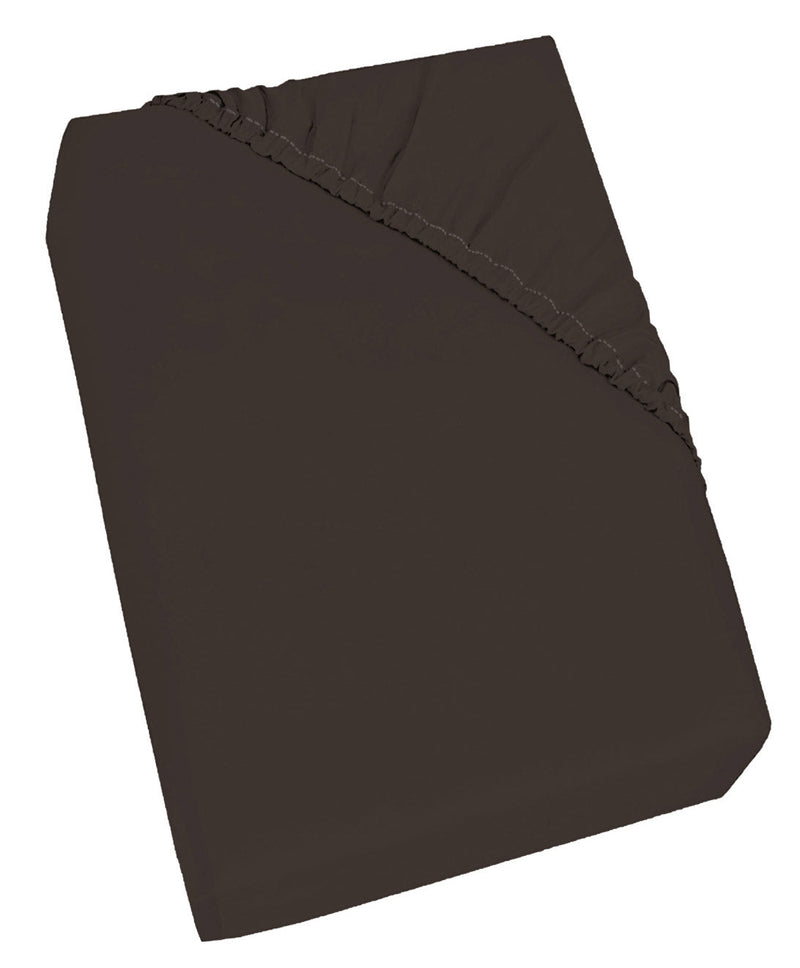 Lenzuolo Sotto con Angoli ed Elastico Tinta Unita Marrone Varie Misure