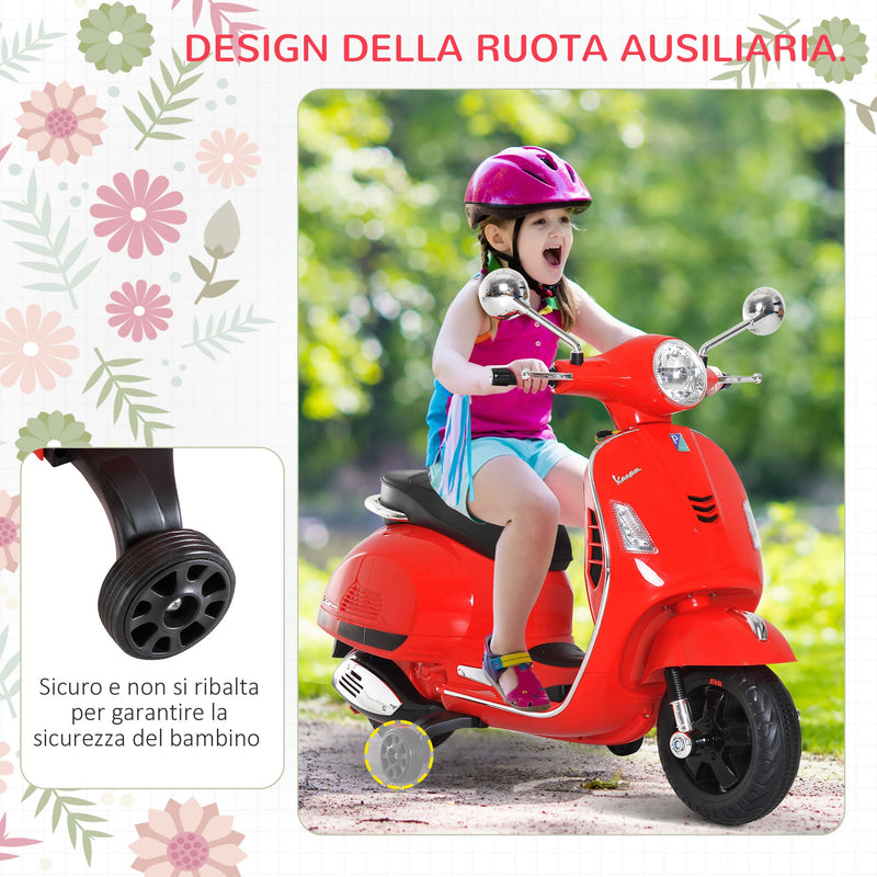 Moto Elettrica per Bambini Piaggio Vespa GTS 6V Rosso  