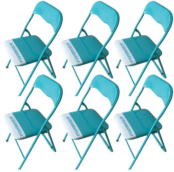 Set 6 Sedie Pieghevoli in Metallo Soriani Acquamarina online