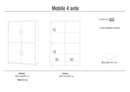 Mobile Multiuso 4 Ante 108x161x41 cm Ossido Bianco/Ossido Nero