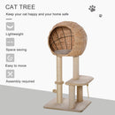 Albero Tiragraffi per Gatti 48x40x100 cm con Cuccia in Peluche Beige