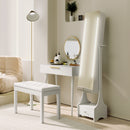 Consolle Trucco con Specchio e 2 Cassetti 80x40x123 cm in Legno Bianco 