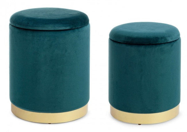 Set 2 Pouf Contenitore Polina Navyus in Tessuto effetto Velluto acquista
