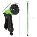 Tubo da Giardino Estensibile 15 m con Pistola Spray a 8 Funzioni Verde