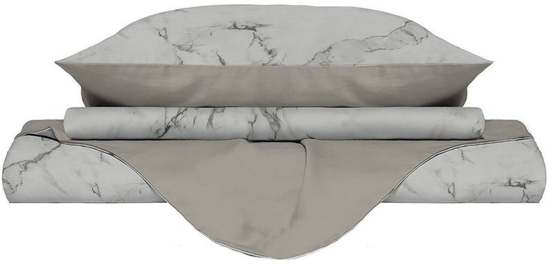 Copripiumino con Federe Stampato in Microfibra Marble Varie Misure