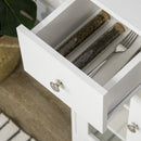 Credenza Buffet 80x30x82 cm con Vano Aperto Cassetto 3 Ripiani e Armadietto a 2 Ante in Legno Bianco      