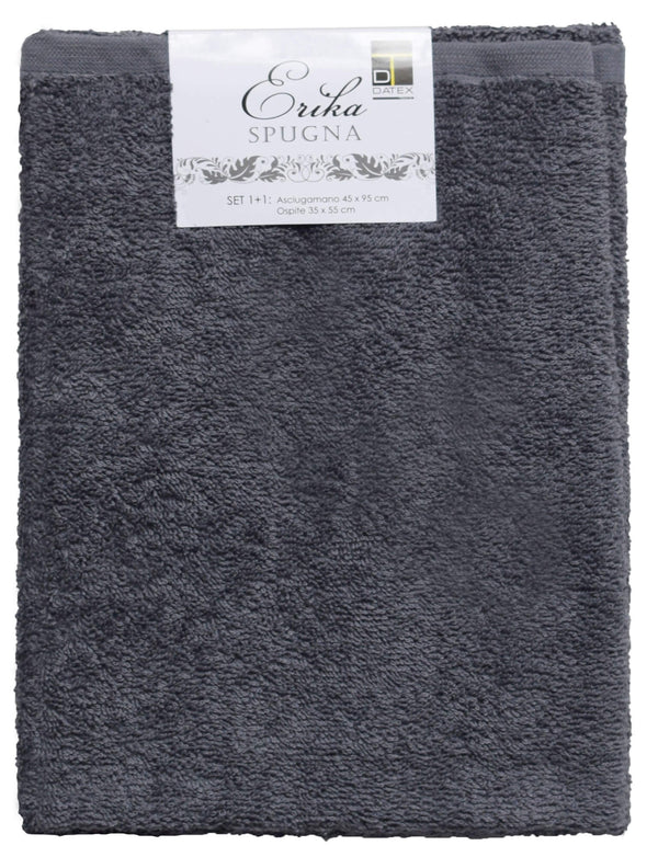 Set Spugna Asciugamani Ospite + Salvietta Grigio Scuro prezzo