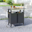 Carrello per Barbecue 116x50x93 cm con Armadietto Piano in Acciaio Inox Nero  