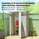 Capanno Porta Attrezzi 142x86x189 cm con Tetto Inclinato e Porta Bloccabile in Metallo Argento      