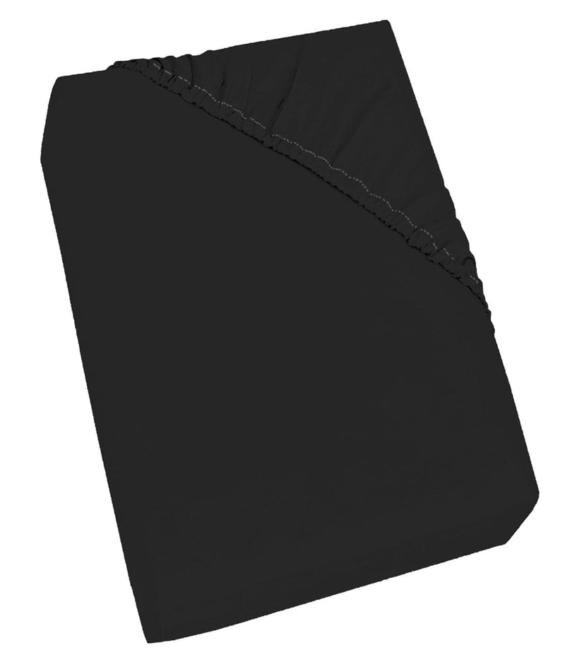 Lenzuolo Sotto con Angoli ed Elastico Tinta Unita Nero Varie Misure