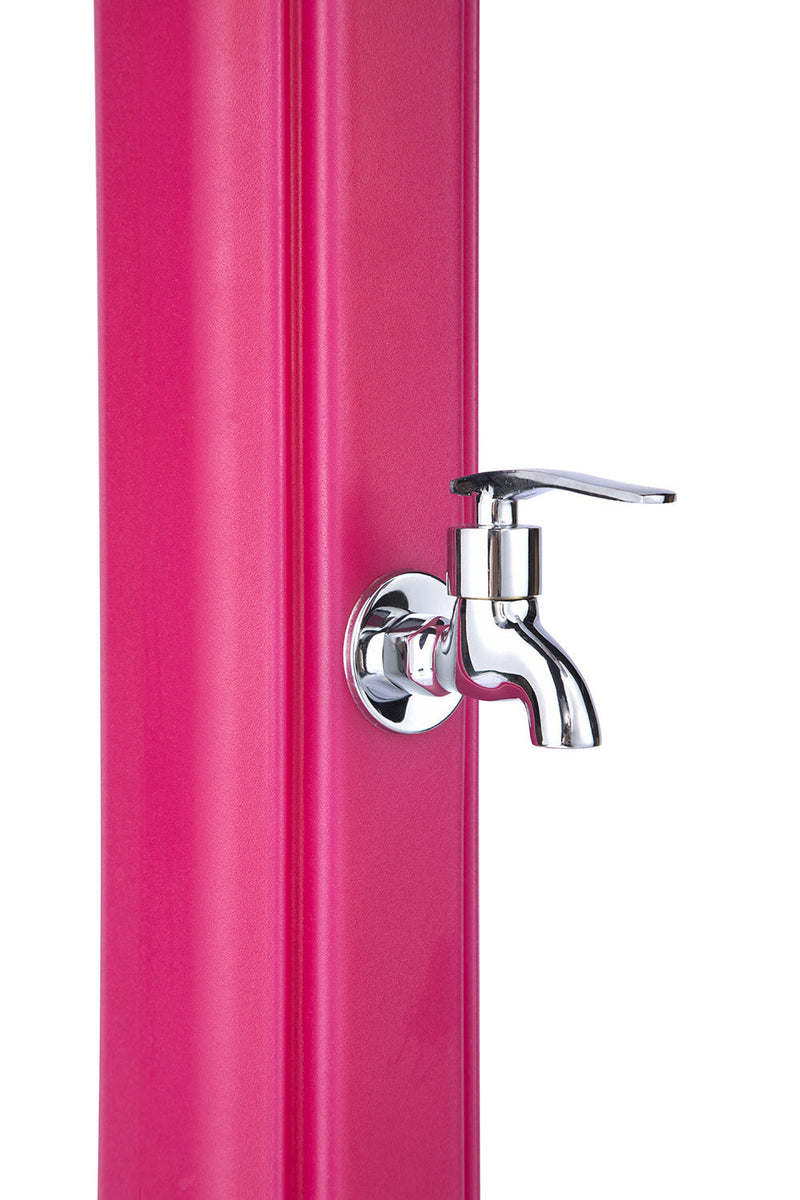 Doccia Solare da Giardino 28L Miscelatore e Lavapiedi Rosa