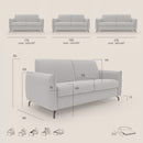Divano Letto 3 Posti 215x95x96 cm in Tessuto Giallo