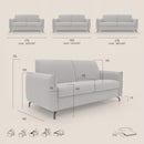 Divano Letto 3 Posti 195x95x96 cm in Tessuto Carta Da Zucchero