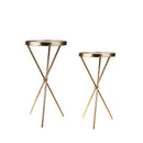 Set 2 Tavolini Rotondi 36 x 71 cm Specchio