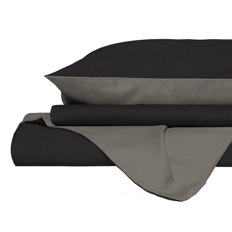 Copripiumino Singolo con Sacco e Federe in Tinta Unita Double Face Linea Zoe Cioccolato e Sabbia 