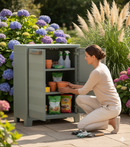 Armadio da Giardino 2 Ripiani 80x44x100 cm Keter Planet Outdoor Basso Grigio e Verde