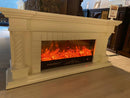 Camino Elettrico da Pavimento 70x180x33 cm Effetto Fiamma 1500W Frankfurt Long Bianco
