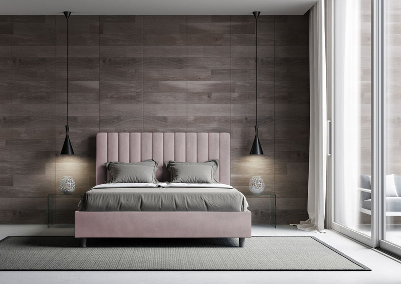 Letto Matrimoniale con Alzata Comoda Imbottito in Microfibra Agueda Glicine Varie Misure