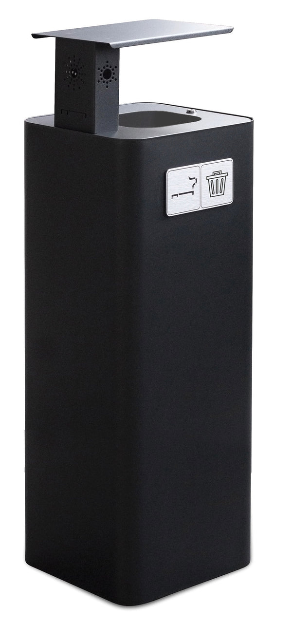 sconto Pattumiera Per Raccolta Rifiuti 30x30xh102 cm In Acciaio Verniciato con Coperchio Basculante Nero