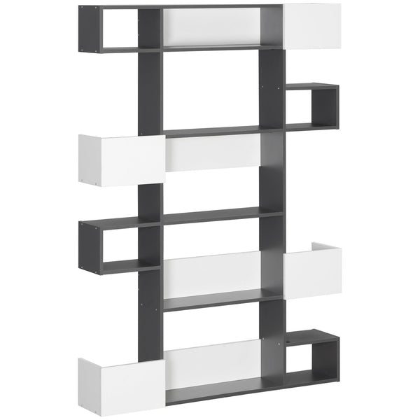 Libreria Moderna a 5 Livelli con 8 Ripiani 120x20x171 cm in Truciolato Grigia e Bianca sconto
