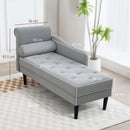 Poltrona Chaise Longue 146x61x82,5 cm Con Sponte e Cuscino Rivestimento Trapuntato Effetto Velluto Grigio  