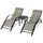 Set di 2 Lettini Prendisole 59x169x66 cm e Tavolino con Piano in Vetro Grigio