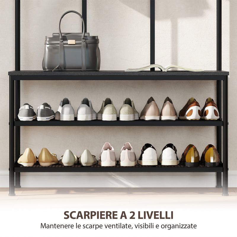 Appendiabiti Guardaroba Scaffale Portaoggetti Moderno 43x100x172cm Con - Foto 3