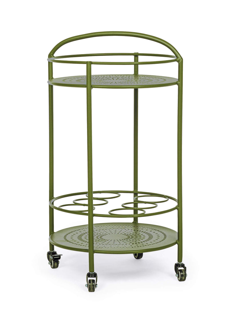 Carrello da Cucina 45x81 cm con Portabottiglie e Ruote in Acciaio Verde