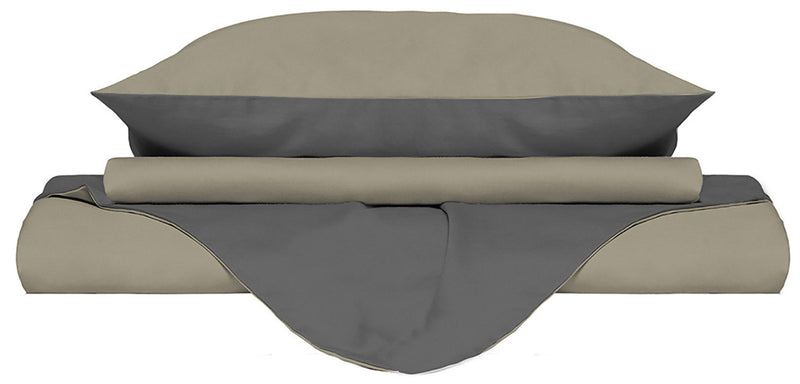 Copripiumino con Sacco e Federe Doubleface Tortora\/Fumo