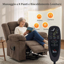Poltrona Elettrica Alzapersona Reclinabile 150° 110x93x101 cm Massaggiante a 8 Punti e Riscaldata in Ciniglia Marrone      