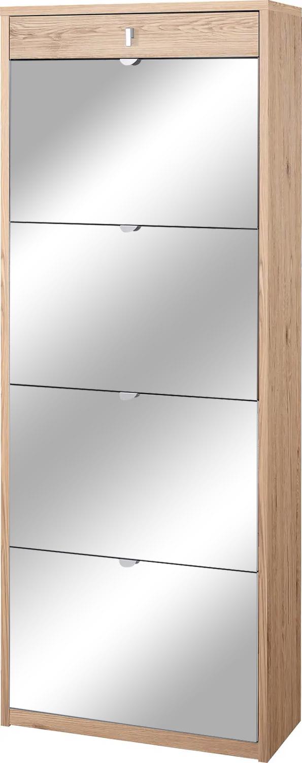 acquista Scarpiera 4 Ante con Specchio 1 Cassetto 63x164x29 cm Rovere Naturale