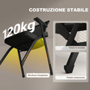 Set 2 Sedie Pieghevoli con Schienale Curvo e Braccioli 61x56x84 cm in Tessuto Effetto Lino e Acciaio Nero      