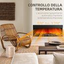 Camino Elettrico da Parete e da Incasso 1800W con Fiamme Colorate LED Nero 