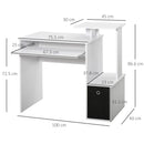 Scrivania Moderna con Mensola per Tastiera e Cassetto in Tessuto 100x40x86,6 cm  Bianco e Nero
