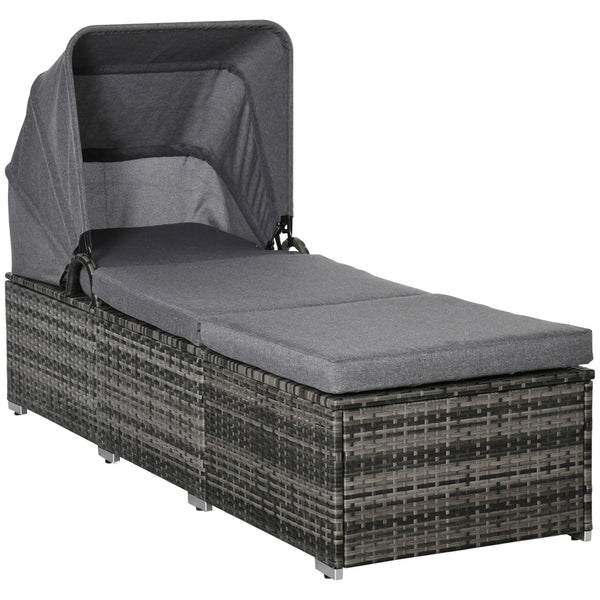 online Lettino Prendisole 195x65x40 cm in Rattan Grigio