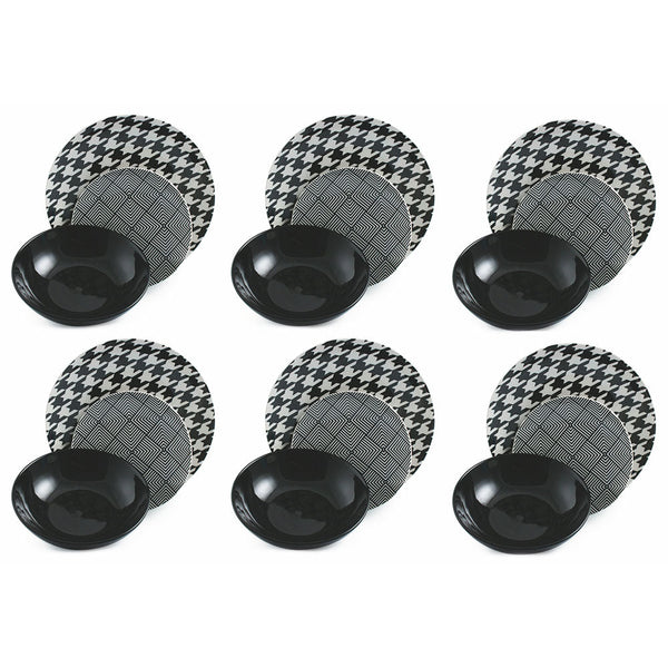 Servizio Piatti 18 Pezzi in Porcellana e Gres Villa d'Este Pied De Poule prezzo