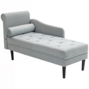 Poltrona Chaise Longue 146x61x82,5 cm Con Sponte e Cuscino Rivestimento Trapuntato Effetto Velluto Grigio  